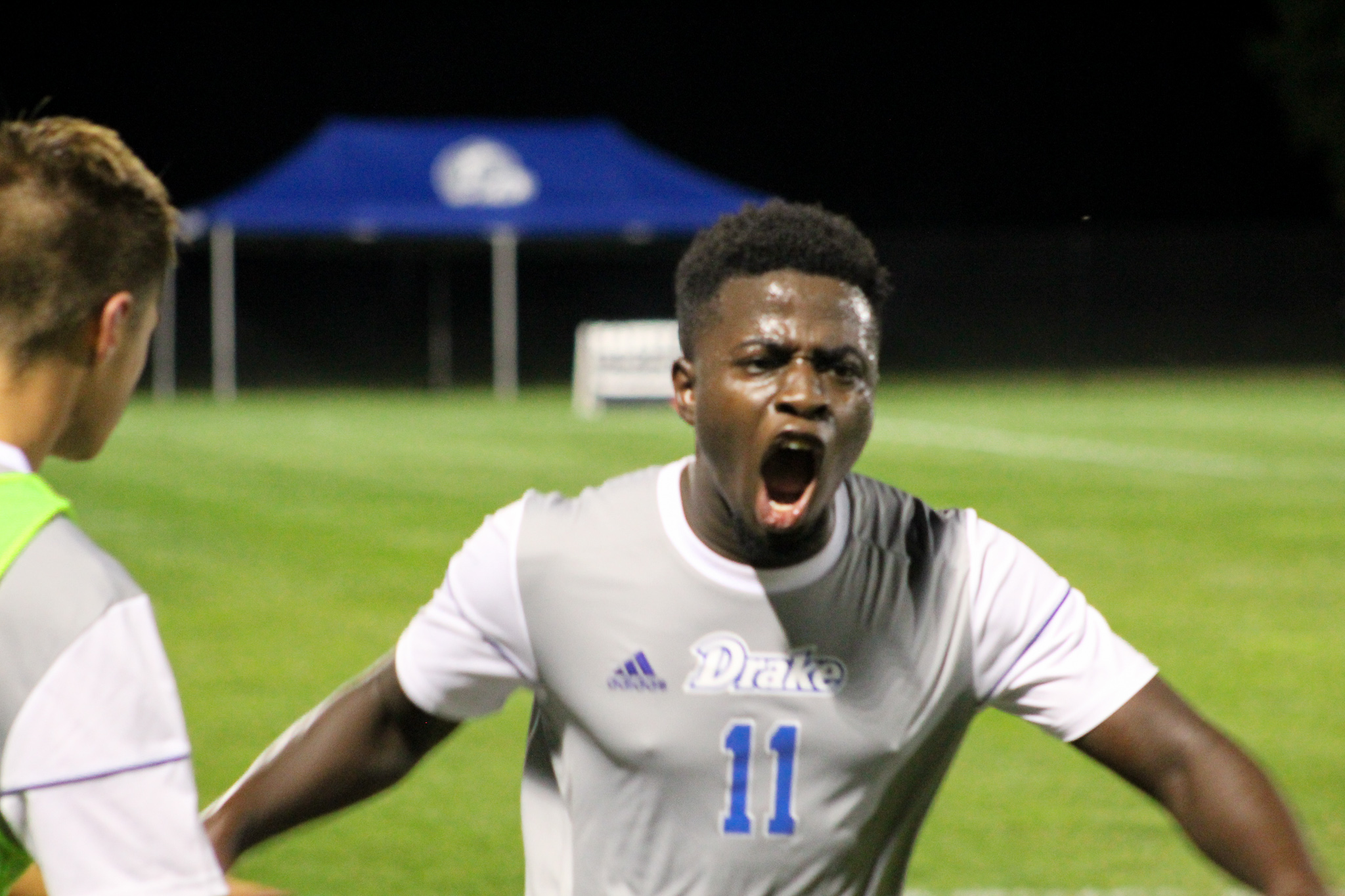 Fred Frimpong celebrating at Drake University